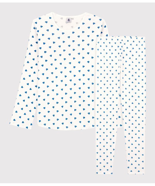 PETIT BATEAU(プチバトー)の「プリント長袖パジャマ(ルームウェア/パジャマ・レディース・ホワイト×ブルー・X-LARGE/MEDIUM/SMALL/LARGE)」の1枚目の写真