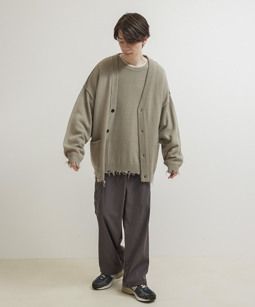 JUNRED（ジュンレッド）の「【トレンドアイテム】ダメージルーズニットカーディガン（カーディガン/ボレロ・メンズ・チャコールグレー/ベージュ系その他/グリーン系その他・S/M/L）」の11枚目の写真