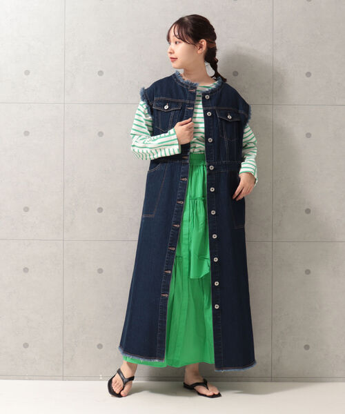 fredy emue（フレディエミュ）の「デニムレイヤード ワンピースジレ（ワンピース・レディース・ブラック/ネイビー・38）」の14枚目の写真