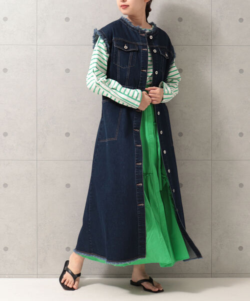 fredy emue（フレディエミュ）の「デニムレイヤード ワンピースジレ（ワンピース・レディース・ブラック/ネイビー・38）」の6枚目の写真