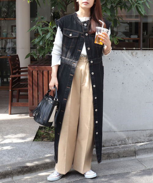 fredy emue（フレディエミュ）の「デニムレイヤード ワンピースジレ（ワンピース・レディース・ブラック/ネイビー・38）」の18枚目の写真