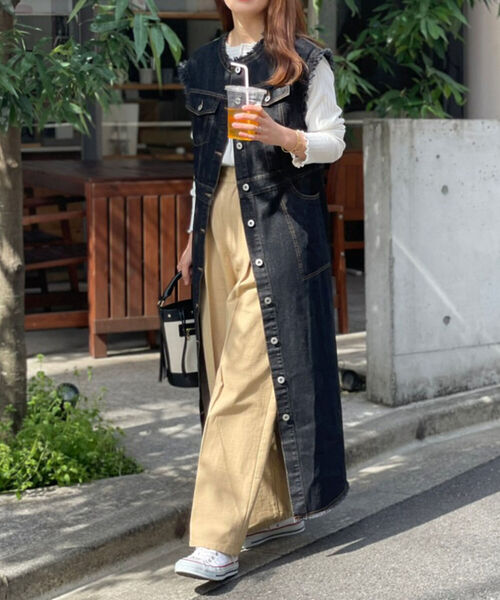 fredy emue（フレディエミュ）の「デニムレイヤード ワンピースジレ（ワンピース・レディース・ブラック/ネイビー・38）」の12枚目の写真