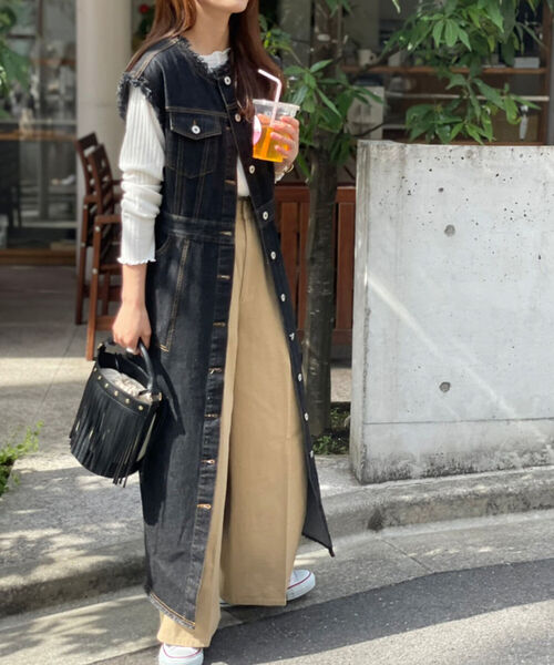 fredy emue（フレディエミュ）の「デニムレイヤード ワンピースジレ（ワンピース・レディース・ブラック/ネイビー・38）」の4枚目の写真