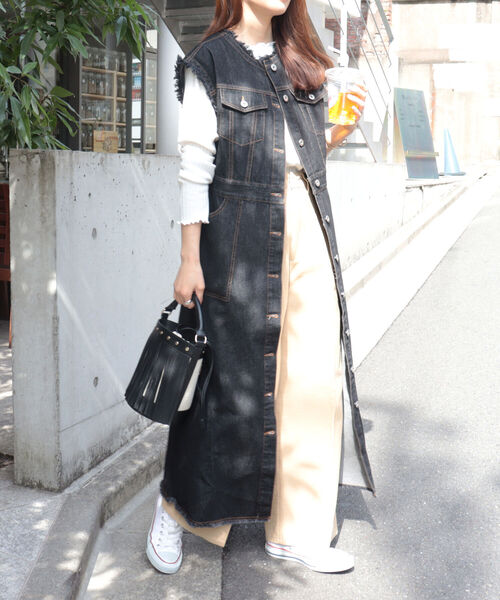 fredy emue（フレディエミュ）の「デニムレイヤード ワンピースジレ（ワンピース・レディース・ブラック/ネイビー・38）」の15枚目の写真