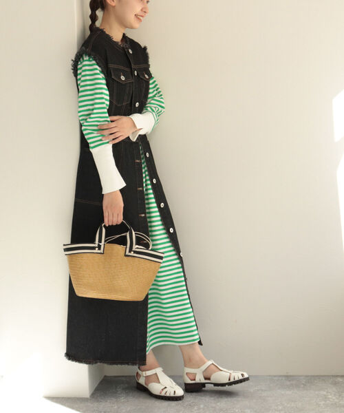 fredy emue（フレディエミュ）の「デニムレイヤード ワンピースジレ（ワンピース・レディース・ブラック/ネイビー・38）」の9枚目の写真