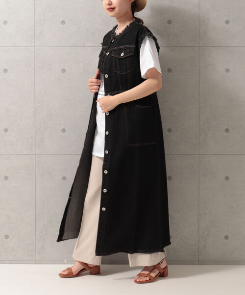 fredy emue（フレディエミュ）の「デニムレイヤード ワンピースジレ（ワンピース・レディース・ブラック/ネイビー・38）」の19枚目の写真