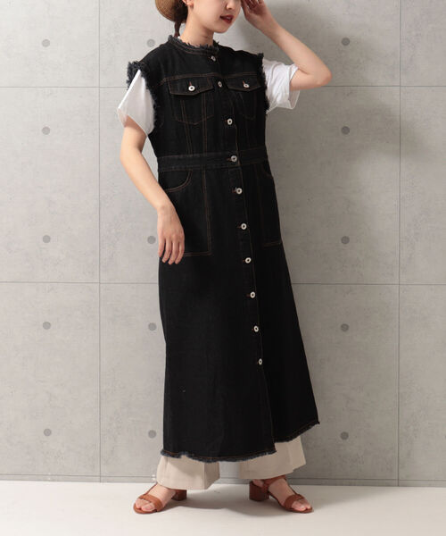 fredy emue（フレディエミュ）の「デニムレイヤード ワンピースジレ（ワンピース・レディース・ブラック/ネイビー・38）」の16枚目の写真