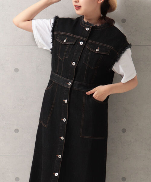 fredy emue（フレディエミュ）の「デニムレイヤード ワンピースジレ（ワンピース・レディース・ブラック/ネイビー・38）」の10枚目の写真