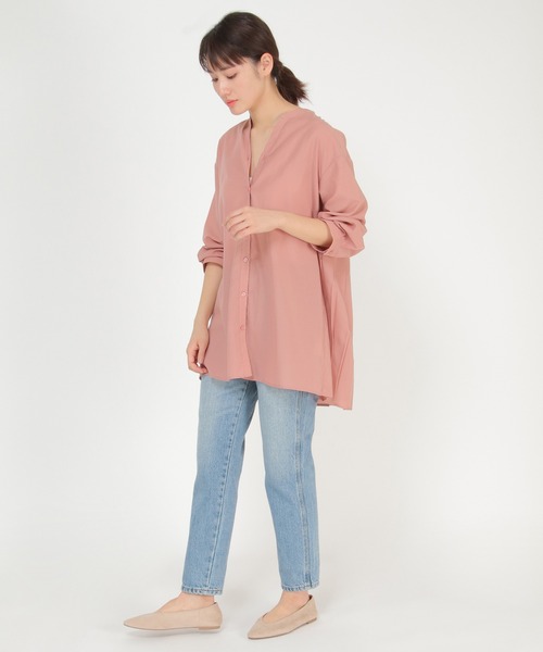ikka(イッカ)の「バックプリーツ7分チュニック(シャツ/ブラウス・レディース・ブラック/マジェンタ/オフホワイト・M/L)」の10枚目の写真