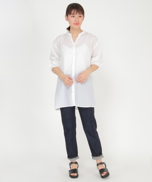 ikka(イッカ)の「バックプリーツ7分チュニック(シャツ/ブラウス・レディース・ブラック/マジェンタ/オフホワイト・M/L)」の4枚目の写真