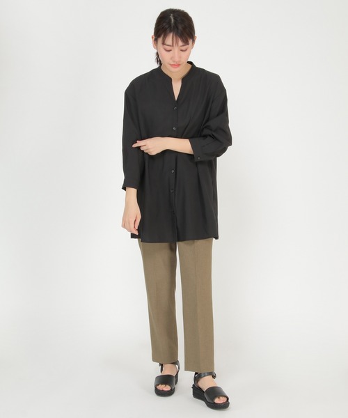 ikka(イッカ)の「バックプリーツ7分チュニック(シャツ/ブラウス・レディース・ブラック/マジェンタ/オフホワイト・M/L)」の7枚目の写真