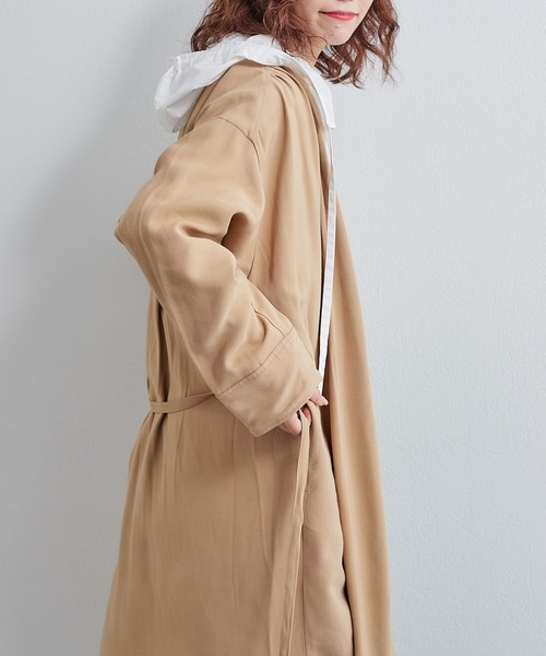 CIAOPANIC TYPY（チャオパニックティピー）の「とろみコートワンピース（ノーカラーコート・レディース・ベージュ/サックスブルー/アイボリー・ONE SIZE）」の19枚目の写真