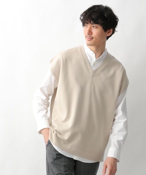 GLOBAL WORK（グローバルワーク）の「ヤミツキニットベスト/265416（ベスト・メンズ・ネイビー/ベージュ・MEDIUM/LARGE）」の5枚目の写真