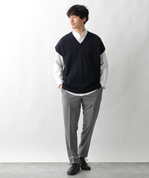 GLOBAL WORK（グローバルワーク）の「ヤミツキニットベスト/265416（ベスト・メンズ・ネイビー/ベージュ・MEDIUM/LARGE）」の6枚目の写真