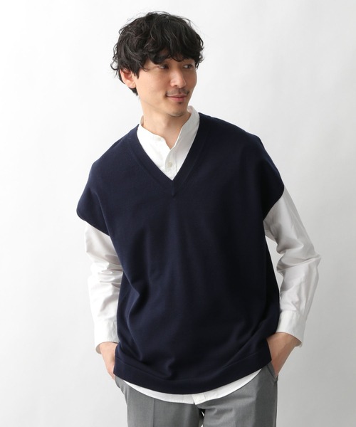 GLOBAL WORK（グローバルワーク）の「ヤミツキニットベスト/265416（ベスト・メンズ・ネイビー/ベージュ・MEDIUM/LARGE）」の8枚目の写真