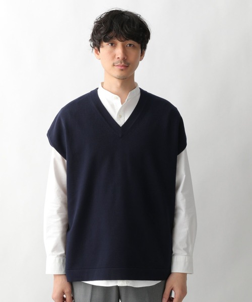 GLOBAL WORK（グローバルワーク）の「ヤミツキニットベスト/265416（ベスト・メンズ・ネイビー/ベージュ・MEDIUM/LARGE）」の9枚目の写真