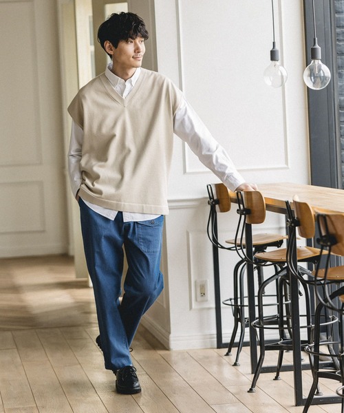 GLOBAL WORK（グローバルワーク）の「ヤミツキニットベスト/265416（ベスト・メンズ・ネイビー/ベージュ・MEDIUM/LARGE）」の19枚目の写真