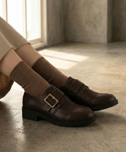 LibertyDoll(リバティードール)の「AAA+Feminine マニッシュワンベルトバックルローファー(ローファー・レディース・ブラック/ダークブラウン/ブラック系その他・40/38/39/35/36/37)」の1枚目の写真