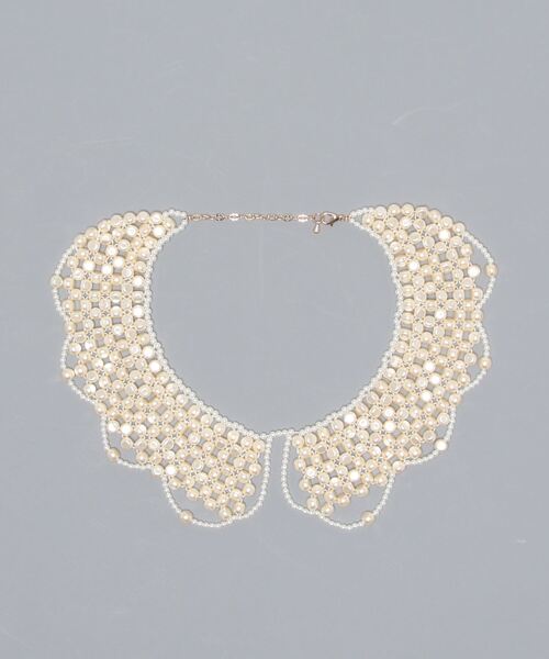 N.（N. Natural Beauty Basic）（エヌエヌナチュラルビューティーベーシック）の「[Casselini]スカラップビーズつけ襟（付け襟・レディース・ホワイト・ﾌﾘ-）」の5枚目の写真