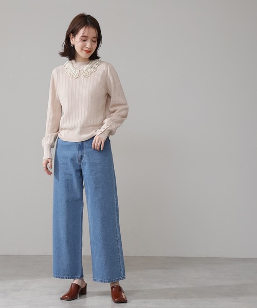 N.（N. Natural Beauty Basic）（エヌエヌナチュラルビューティーベーシック）の「[Casselini]スカラップビーズつけ襟（付け襟・レディース・ホワイト・ﾌﾘ-）」の3枚目の写真