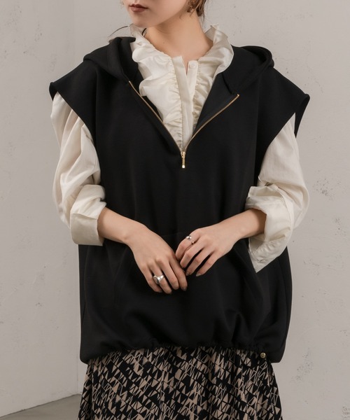 Ezick(エジック)の「ノースリプルパーカー(パーカー・レディース・スモークピンク/ブラック/グレー系その他・FREE)」の6枚目の写真