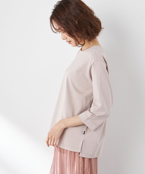 Petit Honfleur(プチオンフルール)の「オーガニックコットンボートネックTシャツ(Tシャツ/カットソー・レディース・アイボリー/ピンク/チャコール・M/L)」の12枚目の写真