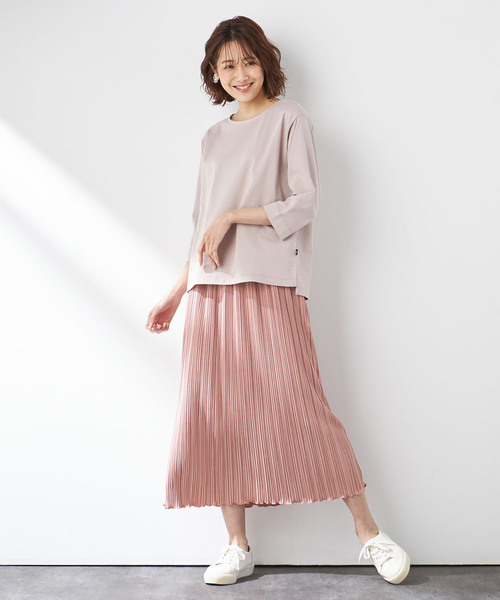 Petit Honfleur(プチオンフルール)の「オーガニックコットンボートネックTシャツ(Tシャツ/カットソー・レディース・アイボリー/ピンク/チャコール・M/L)」の18枚目の写真