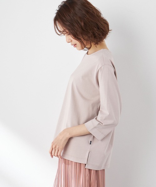 Petit Honfleur(プチオンフルール)の「オーガニックコットンボートネックTシャツ(Tシャツ/カットソー・レディース・アイボリー/ピンク/チャコール・M/L)」の9枚目の写真