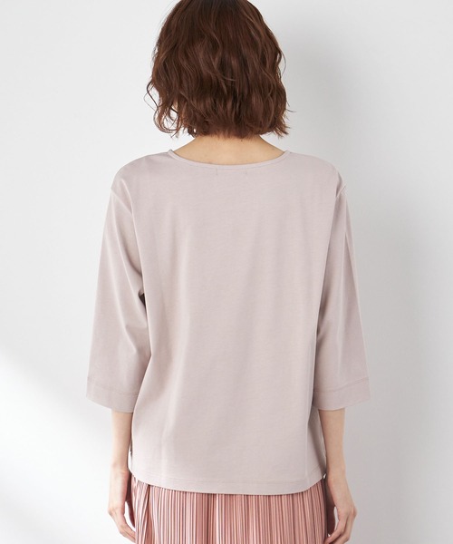 Petit Honfleur(プチオンフルール)の「オーガニックコットンボートネックTシャツ(Tシャツ/カットソー・レディース・アイボリー/ピンク/チャコール・M/L)」の8枚目の写真