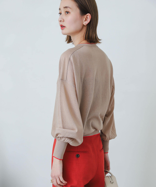 SENSE OF PLACE by URBAN RESEARCH（センスオブプレイスバイアーバンリサーチ）の「シアーボリュームスリーブカーディガン（カーディガン/ボレロ・レディース・ブラック/ベージュ/イエロー/マスタード/ブラウン・ONE）」の12枚目の写真