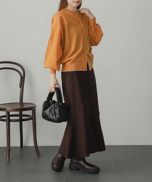 SENSE OF PLACE by URBAN RESEARCH（センスオブプレイスバイアーバンリサーチ）の「シアーボリュームスリーブカーディガン（カーディガン/ボレロ・レディース・ブラック/ベージュ/イエロー/マスタード/ブラウン・ONE）」の6枚目の写真