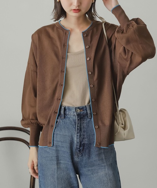 SENSE OF PLACE by URBAN RESEARCH（センスオブプレイスバイアーバンリサーチ）の「シアーボリュームスリーブカーディガン（カーディガン/ボレロ・レディース・ブラック/ベージュ/イエロー/マスタード/ブラウン・ONE）」の20枚目の写真