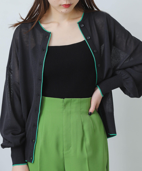 SENSE OF PLACE by URBAN RESEARCH（センスオブプレイスバイアーバンリサーチ）の「シアーボリュームスリーブカーディガン（カーディガン/ボレロ・レディース・ブラック/ベージュ/イエロー/マスタード/ブラウン・ONE）」の18枚目の写真