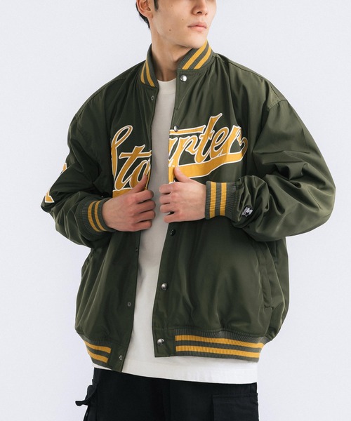 STARTER BLACK LABEL（スターターブラックレーベル）の「STARTER BLACK LABEL スターター オーバーサイズ ブランドロゴスタジャン（スタジャン・メンズ・ブラック/グリーン・46）」の10枚目の写真