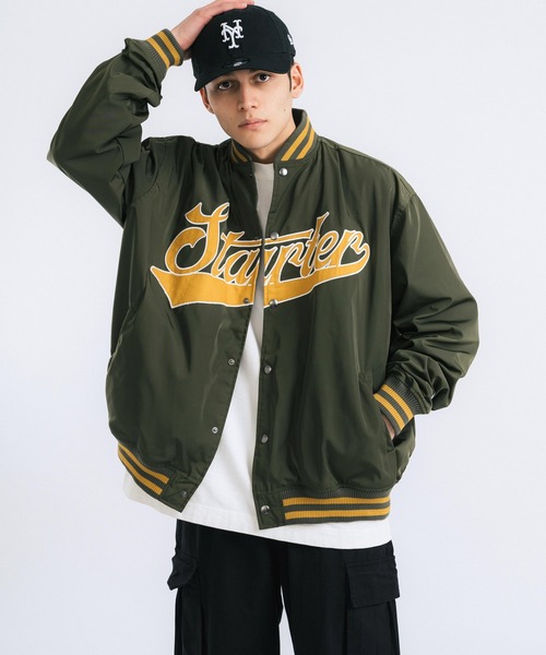 STARTER BLACK LABEL（スターターブラックレーベル）の「STARTER BLACK LABEL スターター オーバーサイズ ブランドロゴスタジャン（スタジャン・メンズ・ブラック/グリーン・46）」の3枚目の写真