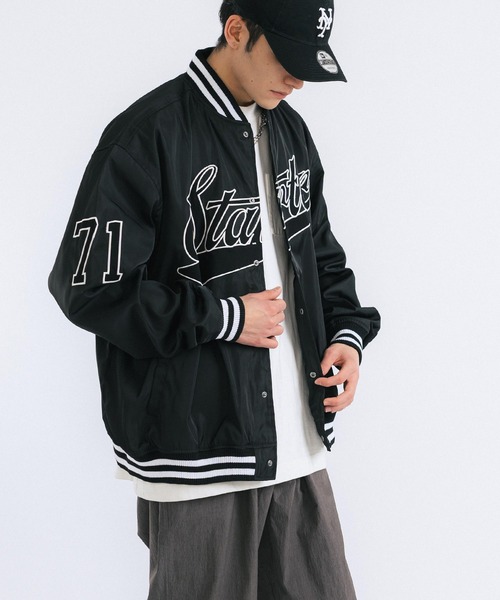 STARTER BLACK LABEL（スターターブラックレーベル）の「STARTER BLACK LABEL スターター オーバーサイズ ブランドロゴスタジャン（スタジャン・メンズ・ブラック/グリーン・46）」の13枚目の写真