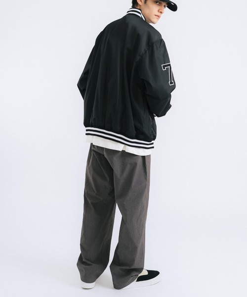 STARTER BLACK LABEL（スターターブラックレーベル）の「STARTER BLACK LABEL スターター オーバーサイズ ブランドロゴスタジャン（スタジャン・メンズ・ブラック/グリーン・46）」の4枚目の写真