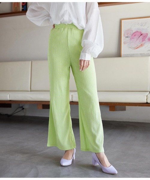 CHILLE（チル）の「ギンガムフレアパンツ（その他パンツ・レディース・パープル/イエロー/グリーン・FREE）」の2枚目の写真