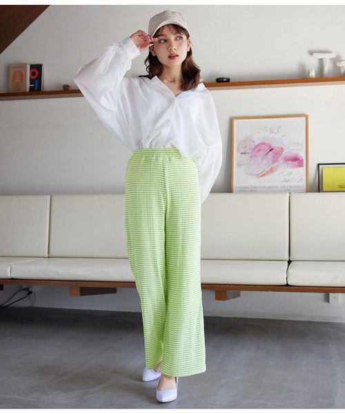 CHILLE（チル）の「ギンガムフレアパンツ（その他パンツ・レディース・パープル/イエロー/グリーン・FREE）」の6枚目の写真