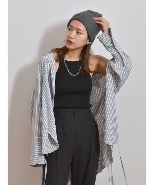 Ungrid(アングリッド)の「アメスリリブニットタンクトップ(タンクトップ・レディース・オフホワイト/ブラック/オレンジ/グリーン/ブルー・FREE)」の11枚目の写真