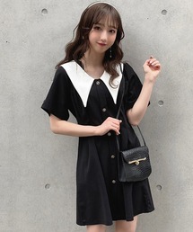 titty＆Co. PETIT | 【titty&Co.PETIT】ウエストタックバイカラーワンピース(ワンピース)
