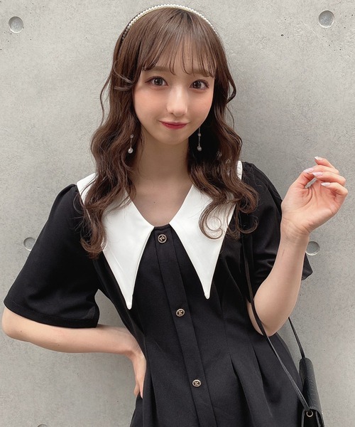 titty&Co. PETIT(ティティアンドコープティ)の「【titty&Co.PETIT】ウエストタックバイカラーワンピース(ワンピース・レディース・ブラック・FREE)」の17枚目の写真