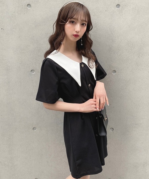 titty&Co. PETIT(ティティアンドコープティ)の「【titty&Co.PETIT】ウエストタックバイカラーワンピース(ワンピース・レディース・ブラック・FREE)」の20枚目の写真