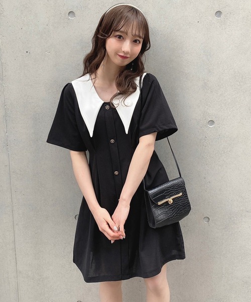titty&Co. PETIT(ティティアンドコープティ)の「【titty&Co.PETIT】ウエストタックバイカラーワンピース(ワンピース・レディース・ブラック・FREE)」の21枚目の写真