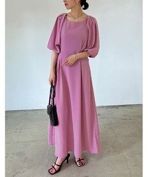 [低身長/高身長サイズ有]ポーラボリュームスリーブフレアマキシワンピース