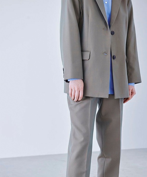 MECRE（メクル）の「シャンブレーオーバーサイズジャケット（テーラードジャケット・レディース・ブルー/カーキ・M/S）」の7枚目の写真