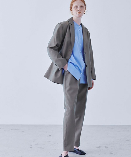 MECRE（メクル）の「シャンブレーオーバーサイズジャケット（テーラードジャケット・レディース・ブルー/カーキ・M/S）」の6枚目の写真