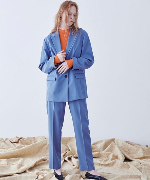 MECRE（メクル）の「シャンブレーオーバーサイズジャケット（テーラードジャケット・レディース・ブルー/カーキ・M/S）」の4枚目の写真