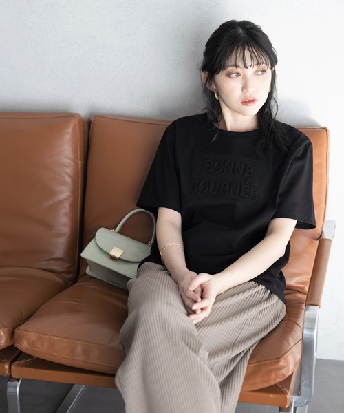 セール】綿100％エンボス加工Tシャツ（Tシャツ/カットソー