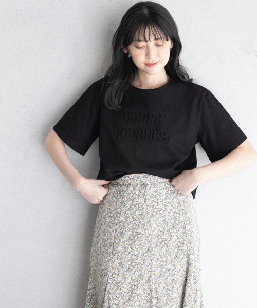 セール】綿100％エンボス加工Tシャツ（Tシャツ/カットソー